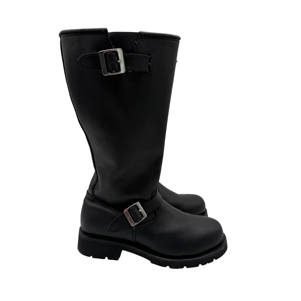 Ride Tecs 1443 Zip Engineer Boots SZ 12 Mens Black Excellent Leather Buckle Side